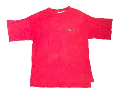 De Colección Izod Lacoste Rojo Cocodrilo Tejido Vestido Bolsillo Camiseta Desvanecido HasHole Espalda Derecha Foto 1 de 4