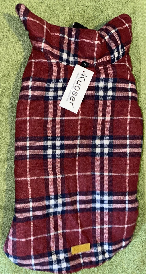 Sz L - Kuoser Plaid Flannel Dog Jacket Vest New W/ Tag  - Image 1 of 4