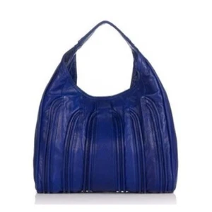Treesje DarkNavy Blue Rebel Leather Piping Hobo Purse Designer Handbag - Picture 1 of 12