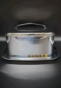 Vintage Lincoln Beautyware Chrome Cake Carrier Locking Lid 1960s Made In USA  - Picture 1 of 22
