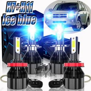 4x 9005+H11 LED Headlight Combo High Low Beam Bulbs Kit 8000K Blue Bright Lamps - Picture 1 of 19