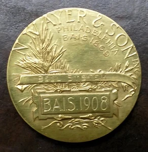 Rare N. W. Ayer & Son Presentation Gold Brass Medal Coin Award Bell Systems 1908 - Imagen 1 de 4