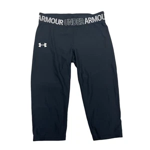 Under Armour Unisex Black Pull On Elastic Waist Activewear Capri Leggings Sz YXL - Picture 1 of 7