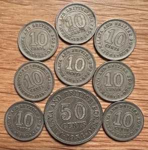 Malaya & British Borneo Lot of 9 coins. 1950-1961 - Picture 1 of 2