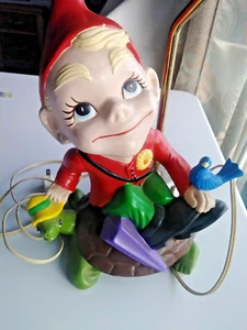 Vintage Garden Gnome / Elf / Pixie Lamp RARE (Possibly Chalkware) Fast Shipping - Picture 1 of 10