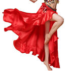 New Belly Dance Satin Split Skirt Hip Scarf Belt Party Dress Fancy Dance Costume