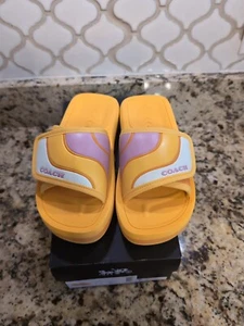 Coach Paxton Colorblock (gelb/weiß) Papaya Sport-Pantoletten Größe 7 B, neu - Bild 1 von 6