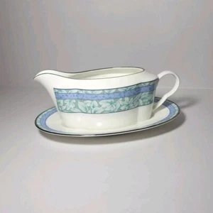 Mikasa AL052 Bristol Lane Pattern Gravy Boat With Under Plate EUC - Bild 1 von 16