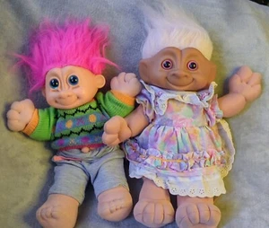 troll dolls vintage lot Russ 12 Inch And Treasure Troll 12 Inch - Picture 1 of 12
