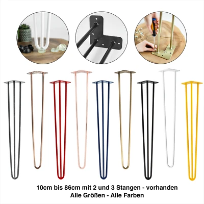 4x Hairpin Legs Tischbeine Tischkufen Haarnadelbeine Tischgestell Esstisch DIY - Bild 1 von 4