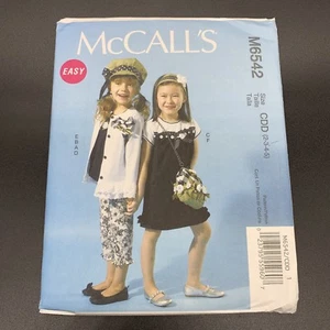McCalls Sewing Pattern #M6542 Girls Cardigan Top Dress Pants Hat Purse Sizes 2-5 - Picture 1 of 3