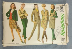 1966 Simplicity Sewing Pattern 6636 Jacket Top Skirt Pants Suit Bust 36 - Picture 1 of 2