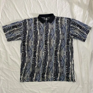 Vintage Y2K 90s Tundra Multicolored Collared Polo Shirt XL Coogi Biggie Style Print - Bild 1 von 5