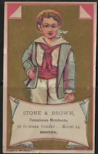 Stone & Brown Commission Merchants Victorian Trade Card 2,5 "x 4" US Card Co - Foto 1 di 2