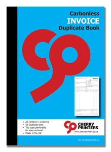 Cherry NCR Invoice Duplicate Book A4 (210mm x 297mm) 50 sets - Picture 1 of 5