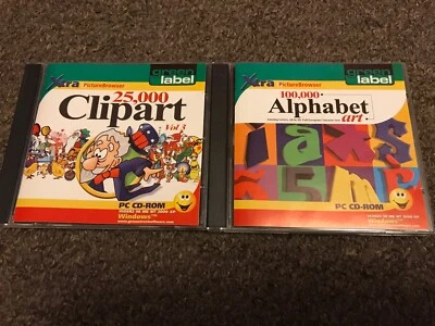 25000 Clipart + 100000 Alphabet Art, Green Label, CD Excellent Condition - Image 1 of 3