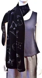 LOUIS VUITTON Brown Velvet Silk Scarf Muffler - LIMITED EDITION - Picture 1 of 12