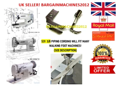 S31 3/8 PIPING CORDING WALKING FOOT JUKI,SEIKO EX INDUSTRIAL SEWING MACHINE PART - Image 1 of 4