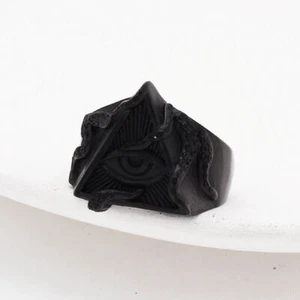 Men Masonic Eye of Providence Tentacle Ring Punk Stainless Steel Biker Gifts - Picture 1 of 18