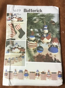 Butterwick Pattern 3619 PATRIOTIC CHRISTMAS DECOR STOCKING SNOWMAN BANNER UNCUT - Picture 1 of 1