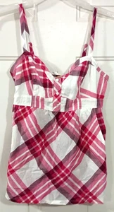Camicia canotta Arizona rosa e bianca a quadri babydoll cami taglia media - Foto 1 di 4