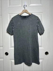 Women’s Mustard Seed Gray T-Shirt Size Small Beaded Short Sleeves 100% Cotton - Picture 1 of 13