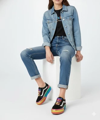 Vans Old Skool Rainbow Glitter Platform Sneakers Women’s 7 / Men’s 5.5 Rare - Image 1 of 4