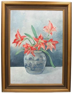 Nils Bohlin (1920-2002) SCANDINAVIAN 1930'S FLORAL STILL LIFE OIL PAINTING 1938 - Picture 1 of 6