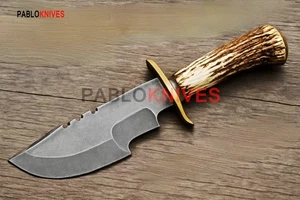 Cuchillo rastreador de caza de acero J2 hecho a mano premium mango de cuerno de ciervo - Imagen 1 de 5