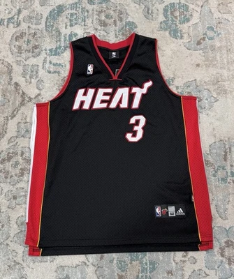Miami Heat Dwyane Wade Adidas Men’s Black NBA Basketball Jersey Size 52 - Image 1 of 4
