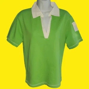 Vintage 90er RAGSPORT ATHLETICS Damen Polo Grün Weiß Neu mit Etikett - Bild 1 von 5