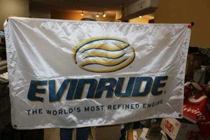 Letrero grande de tela Evinrude de 34"x58" vintage años 70 fueraborda motores de barco - Imagen 1 de 8