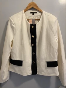 Liz Jordan Contrast Jacket Ivory 16 NWT XL Stunning - Picture 1 of 4