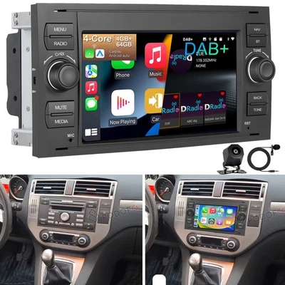 DAB+ 4+64GB Android 15 Für Ford Focus C-Max 2003-2010 Kuga Autoradio Carplay GPS - Bild 1 von 4