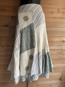 Vintage Y2K Next patchwork Striped midi skirt Size 14 - Picture 1 of 12
