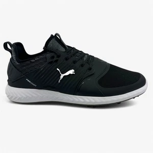 PUMA Ignite Pwradapt Caged Black Silver Mens Wide Waterproof Golf Shoes - Picture 1 of 6