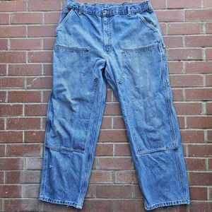 Carhartt Double Knee Carpenter Denim Jeans B73 Dungaree Fit 42x32 Vtg Work Wear - Picture 1 of 9