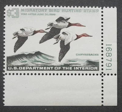 RW32 Federal Duck Hunting Stamps Fine MNH OG w/PB# Bird Hunting Stamp 1965 - Image 1 of 2
