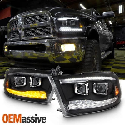 Faros proyectores dobles LED/DRL negros Fit Dodge Ram 09-18 1500 2500 3500 Foto 1 de 4