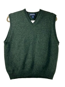 Brooks Brothers Youth Boys Large Vest Sweater Olive 100% Lambswool V-Neck - Picture 1 of 7