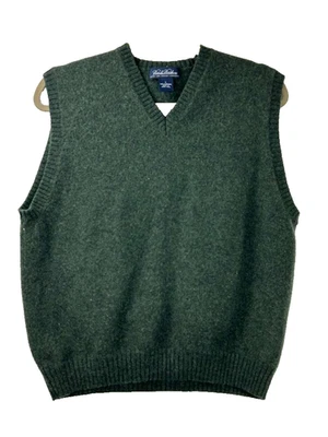 Brooks Brothers Jóvenes Niños Chaleco Grande Suéter Oliva 100% Lana de Cordero Cuello en V Foto 1 de 4