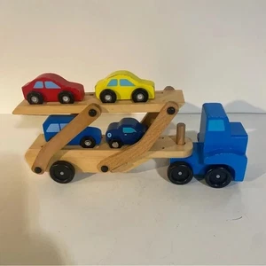 Melissa & Doug Carrier Camion e Auto Giocattolo in Legno Set 1 Camion e 4 Auto - Foto 1 di 11