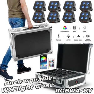 LED 4x25W RGBWA+UV Battery Powered WIRELESS DMX Par Can DJ Uplighting Up Light - Picture 1 of 26