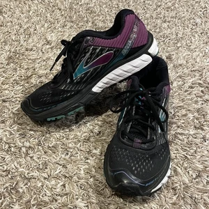 Brooks Ghost 9 Shoes Womens Size 9 Black Purple Teal Running DNA Cushion 120225 - Picture 1 of 15