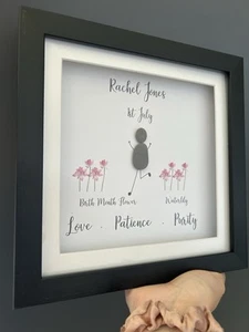 Friend Pebble Art Personalized Pebble Frame Gift for Best Friend, Birth Flower - Picture 1 of 9
