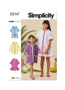SIMPLICITY 3147 HOODED COVER ALL CHILD & GIRLS Sewing Pattern Sizes 3-6 & 7-14 - Picture 1 of 9