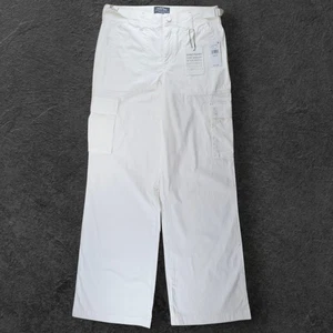 New Sanctuary Cargo Pants White Wide Leg Pockets 31" Adjustable Waist Inseam 32" - Picture 1 of 13