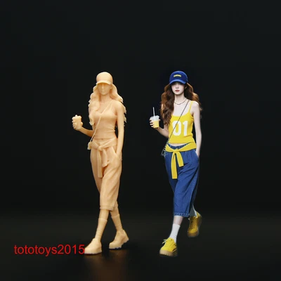 1/64 1/43 Модный Молочный Чай Девочка Сцена Миниатюры Фигурки Кукла Подходит для Автомобилей Транспортных средств - Изображение 1 из 2