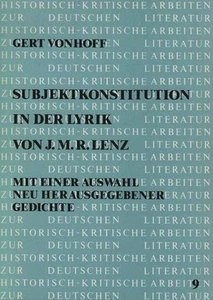 Subjektkonstitution in der Lyrik von J. M. R. Lenz : mit einer Auswahl neu herau - Bild 1 von 1