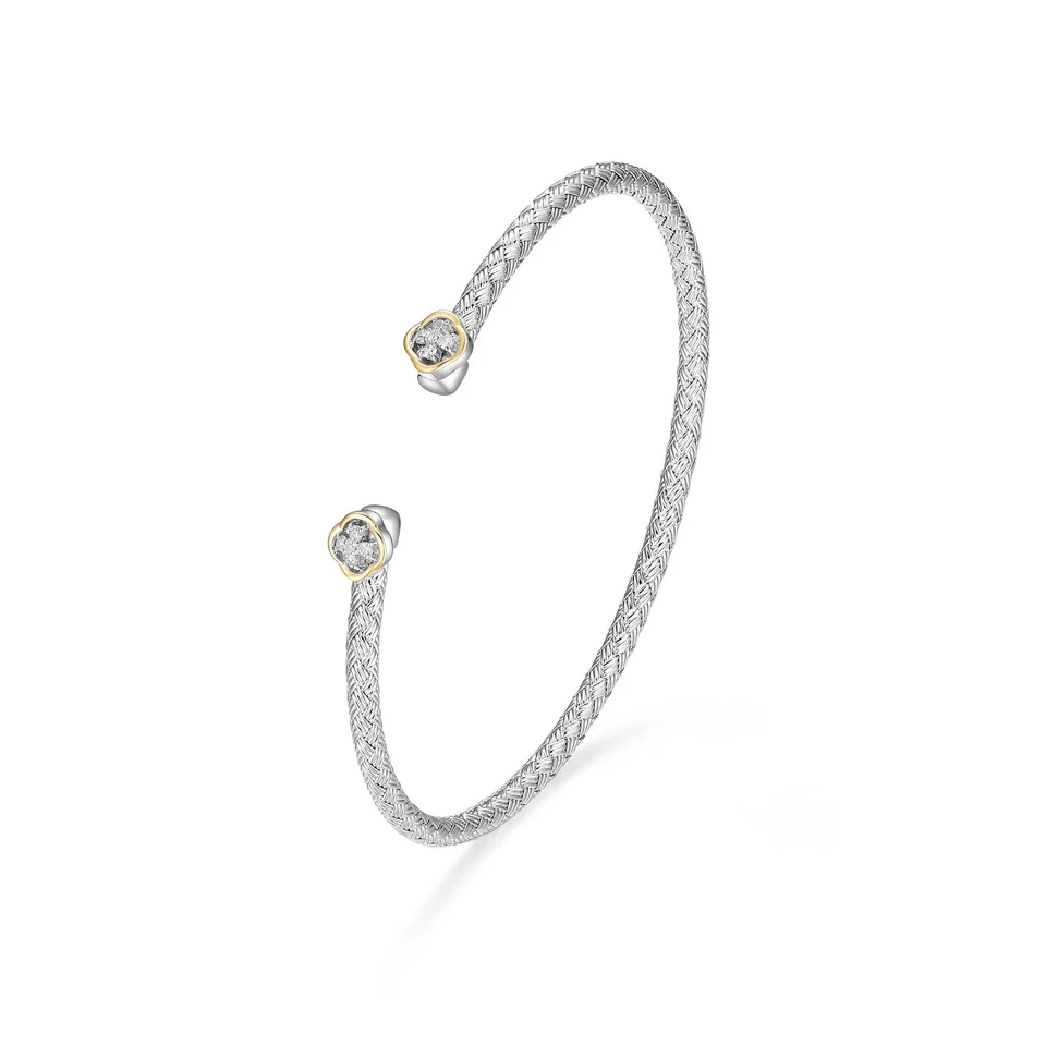 Brazalete de diamantes de plata de ley y oro de 14 quilates de dos tonos de 6,75" Charles Garnier Foto 1 de 1